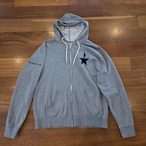 Hamilton Musical Full Zip Hoodie Large Gray Star Logo Broadway Merch